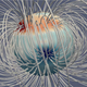 A diagram of the magnetic field in Jupiter’s northern hemisphere, showing the Great Blue Spot.